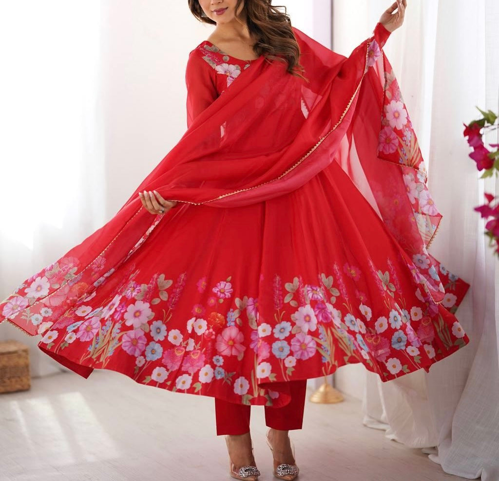 SOFT ORGANZA SILK ANARKALI SET
