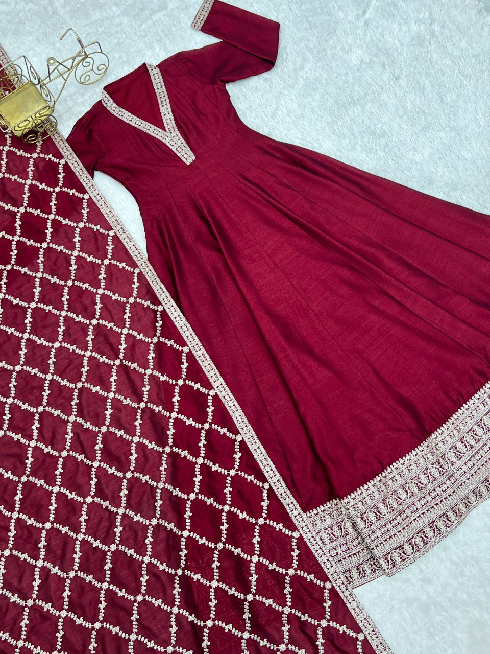 PURE BLOOMING VICHITRA SILK FULLY FLARE ANARKALI GOWN