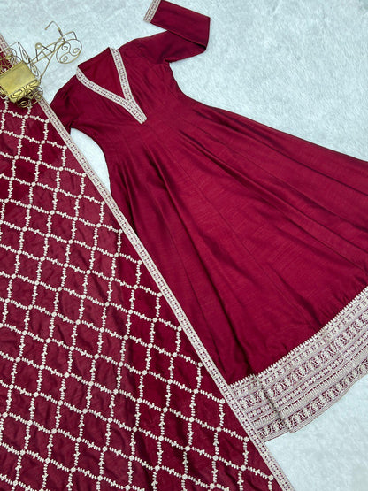PURE BLOOMING VICHITRA SILK FULLY FLARE ANARKALI GOWN