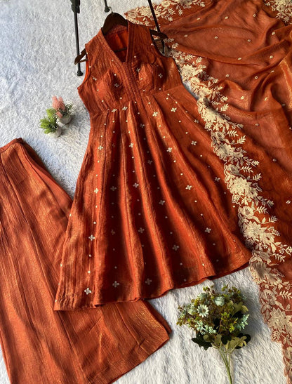 EXCLUSIVE 3-PIECE KURTI WITH FLARED SHARARA