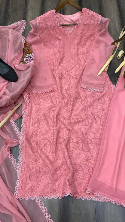 TRENDING THREAD EMBROIDERY WORK PLAZZO WITH DUPATTA