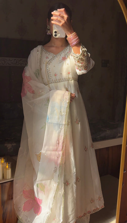 DESIGNER SEQUENCE EMBROIDERED 3 PIECE GOWN PAIR