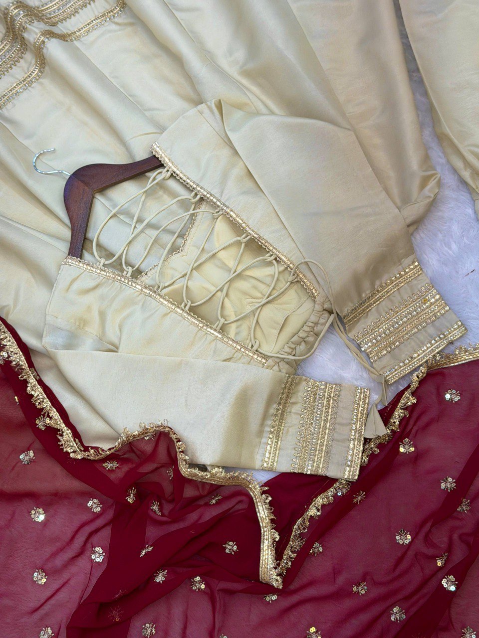 ELEGANT HEAVY LACE WORK DESIGNER ANARKALI THREE-PIECE SET