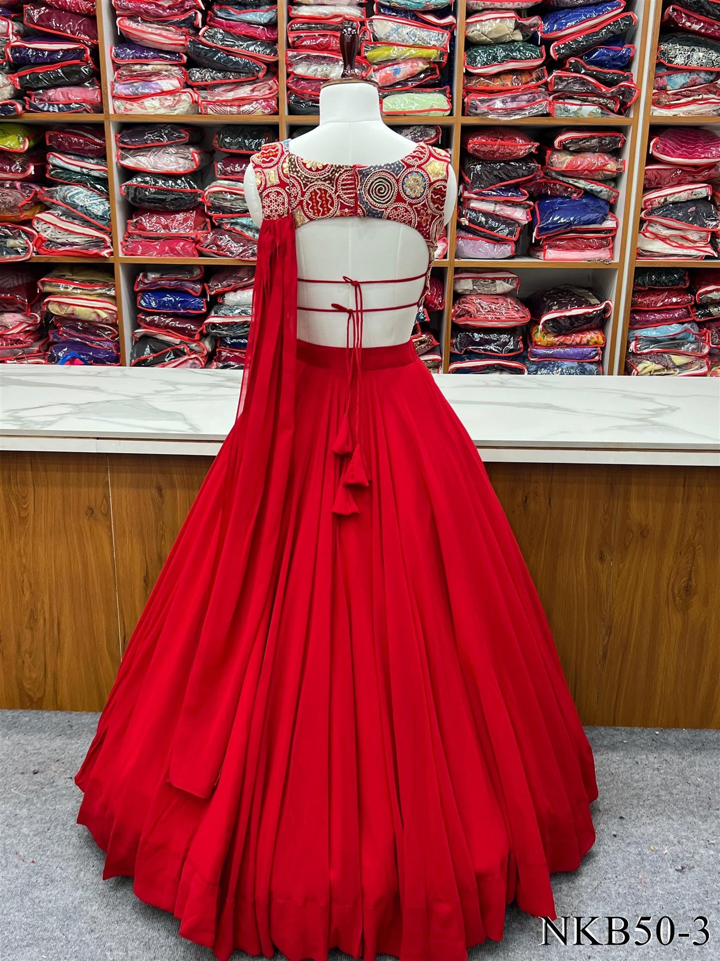 SOFT FAUX GEORGETTE FULLY STITCHED LEHENGA