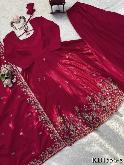 NATURAL CREPE SILK ANARKALI SET