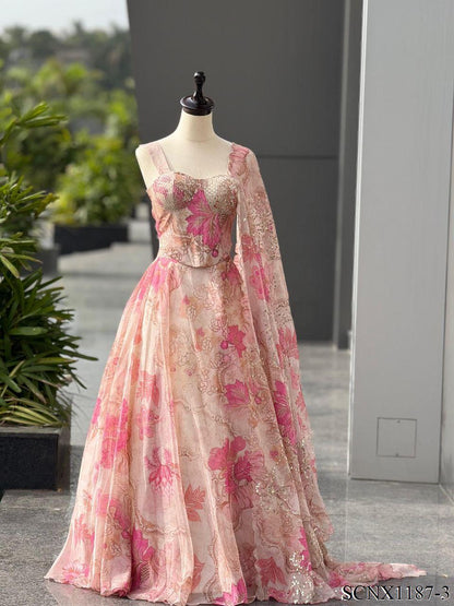 ORGANZA FABRIC STITCHED LEHENGA