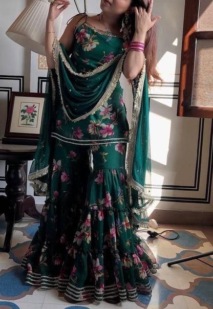PREMIUM FABRIC AND DETAILING TOP SHARARA WITH DUPATTA