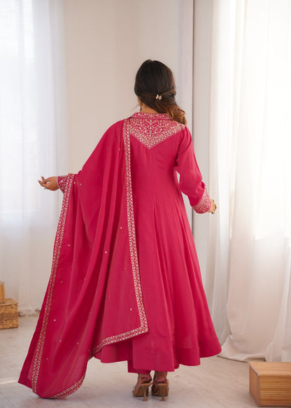 PURE ROMAN SHIMMER SILK FULLY FLARE ANARKALI SET