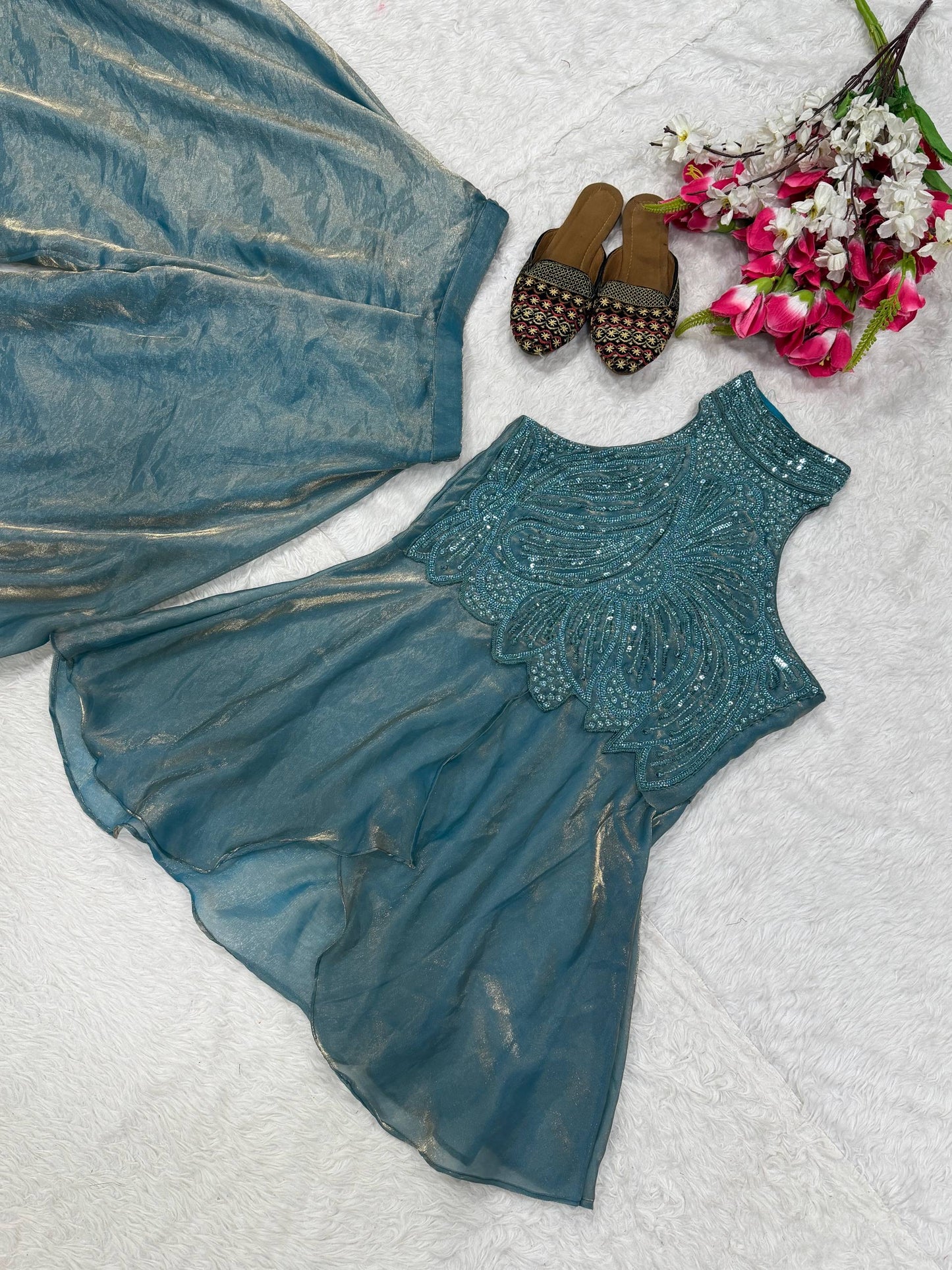 Full Neck Top and Sharara Plazzo