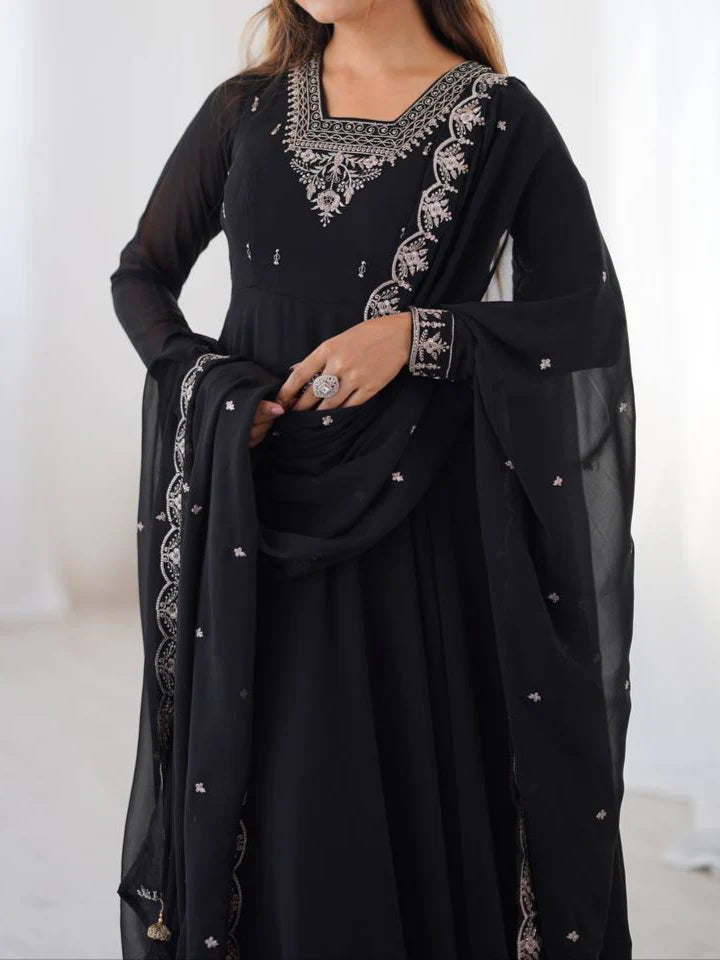 Beautiful Fancy Embroidery beads & Jari Work Anarkali Suit Set