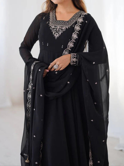 Beautiful Fancy Embroidery beads & Jari Work Anarkali Suit Set