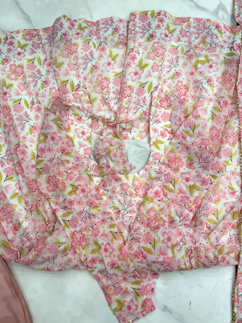 Chiffon Floral Print Anarkali Suit Set