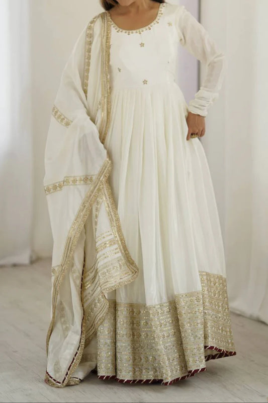 Chinon & Thread With Sequence Lace Border Heavy Anarkali Suit Set