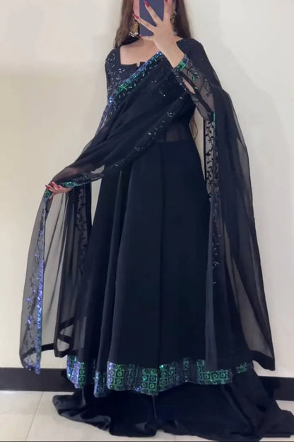 Eid Special Faux Georgette Top Plazzo with Dupatta