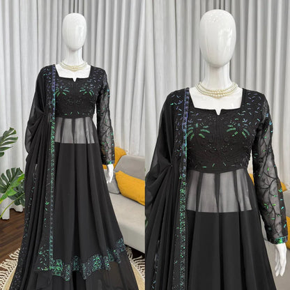 Eid Special Faux Georgette Top Plazzo with Dupatta