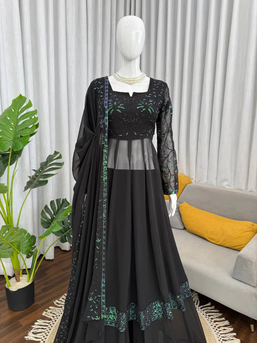 Eid Special Faux Georgette Top Plazzo with Dupatta
