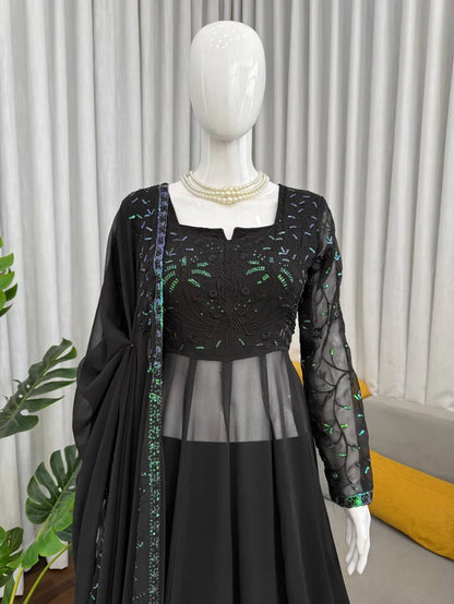Eid Special Faux Georgette Top Plazzo with Dupatta