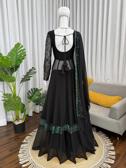 Eid Special Faux Georgette Top Plazzo with Dupatta