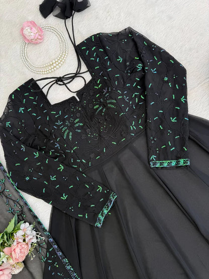 Eid Special Faux Georgette Top Plazzo with Dupatta