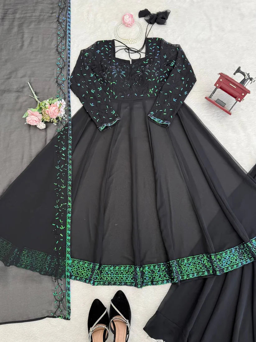 Eid Special Faux Georgette Top Plazzo with Dupatta