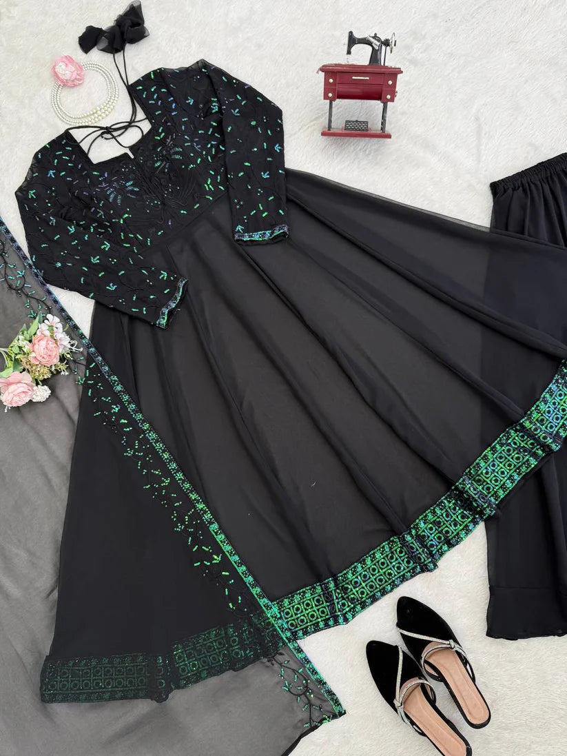 Eid Special Faux Georgette Top Plazzo with Dupatta