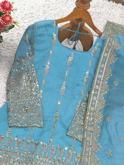 Heavy Faux Georgette Embroidered Sharara Set