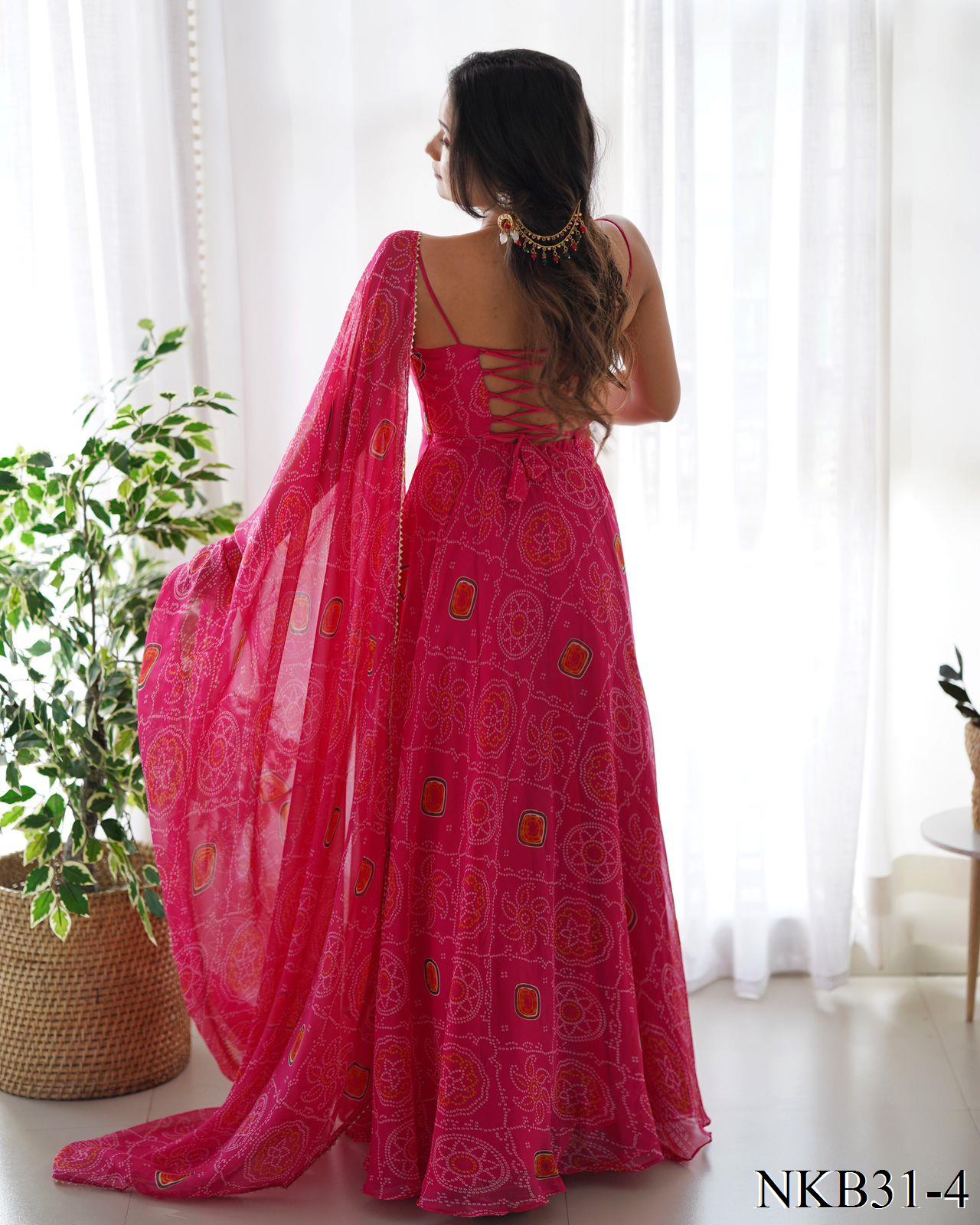 PURE SOFT CHIFFON BANDHEJ ANARKALI