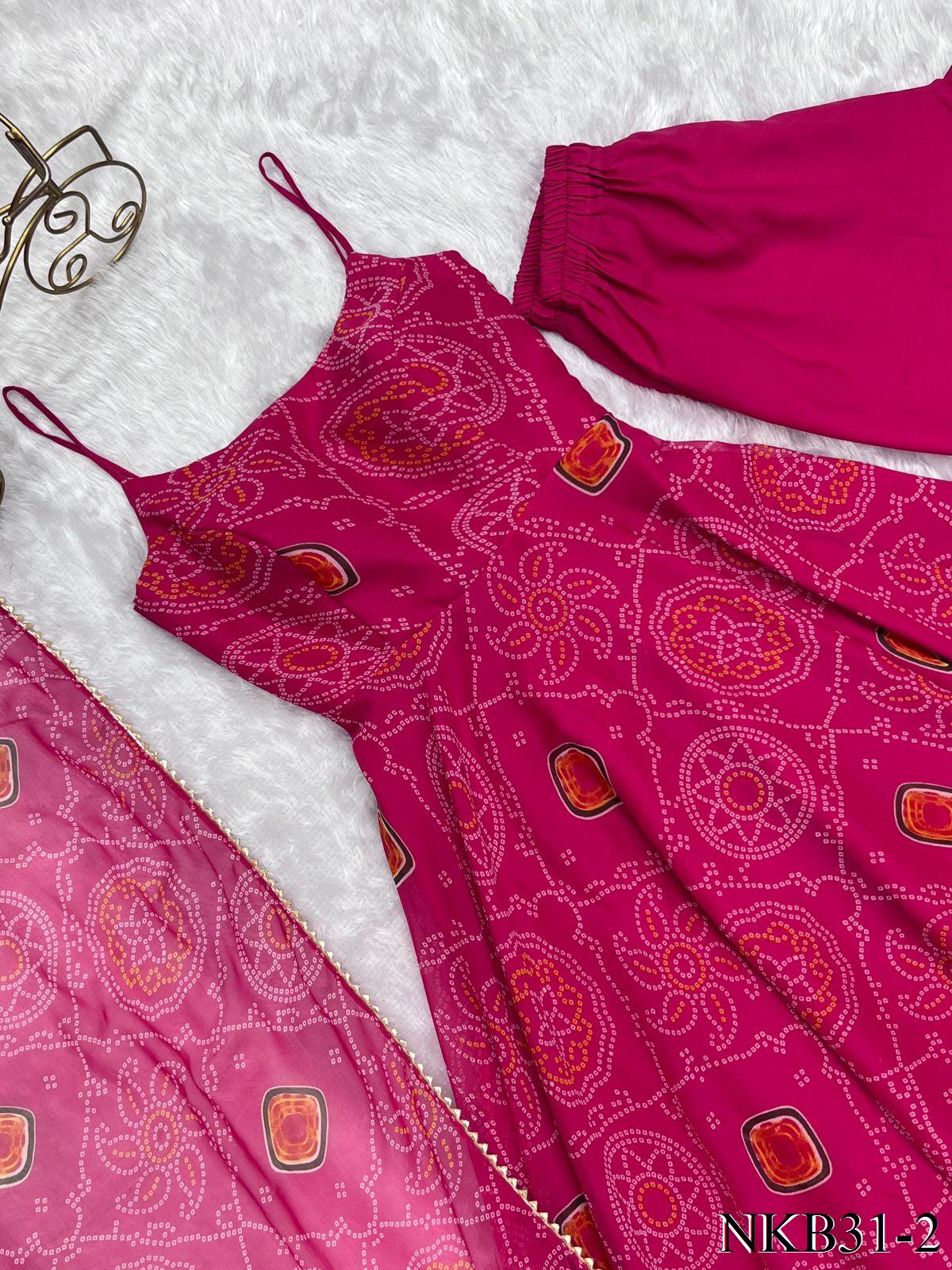 PURE SOFT CHIFFON BANDHEJ ANARKALI