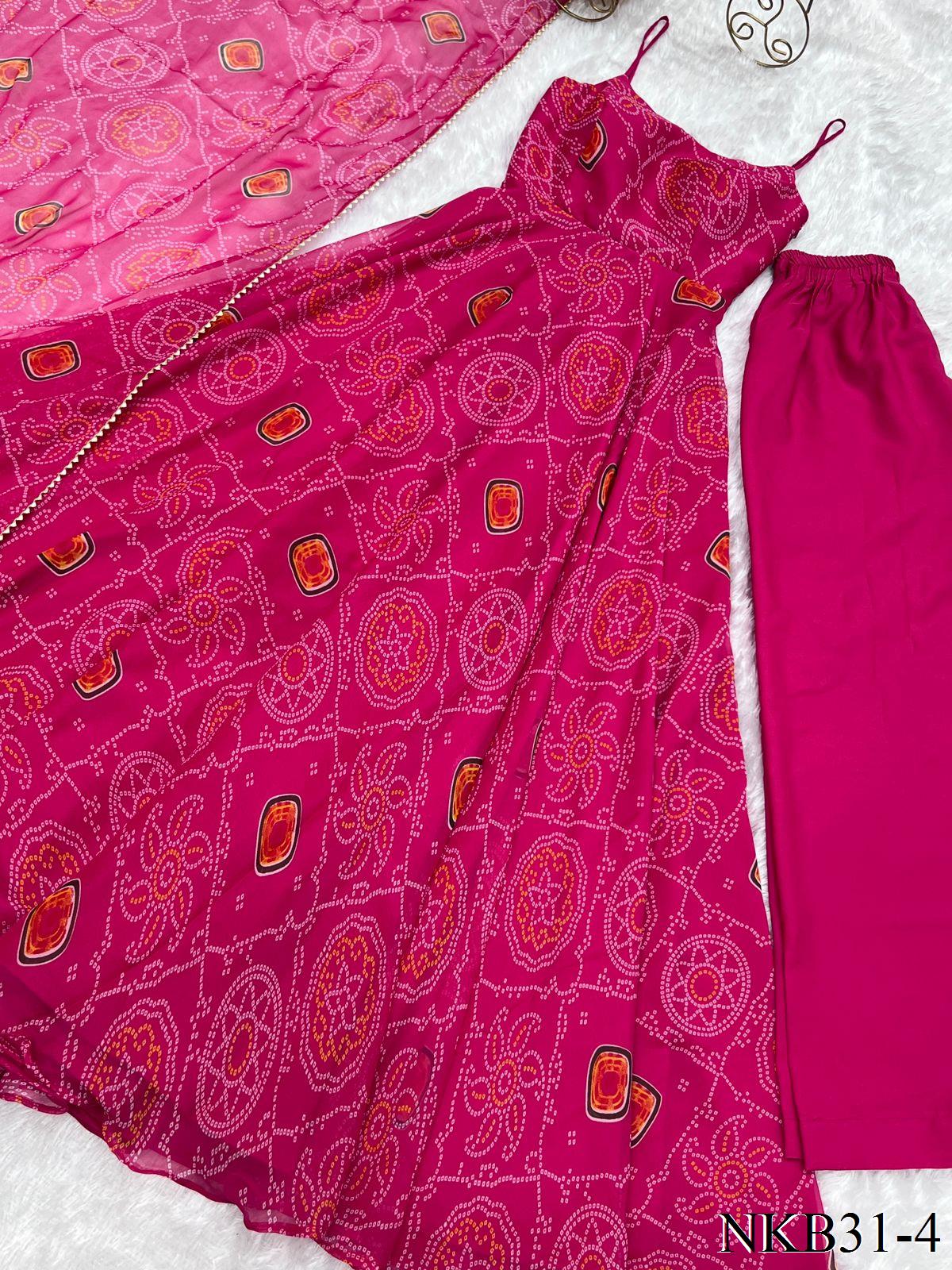 PURE SOFT CHIFFON BANDHEJ ANARKALI