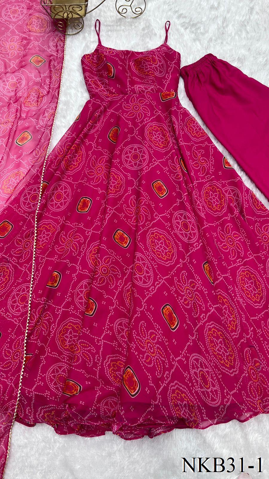 PURE SOFT CHIFFON BANDHEJ ANARKALI