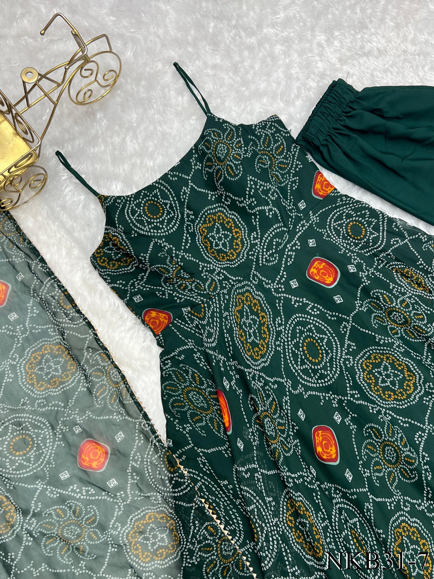 PURE SOFT CHIFFON BANDHEJ ANARKALI