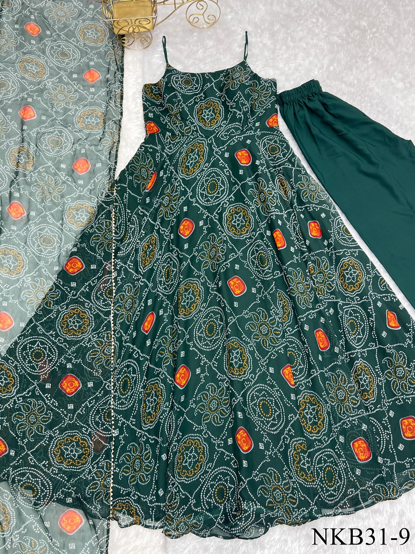 PURE SOFT CHIFFON BANDHEJ ANARKALI
