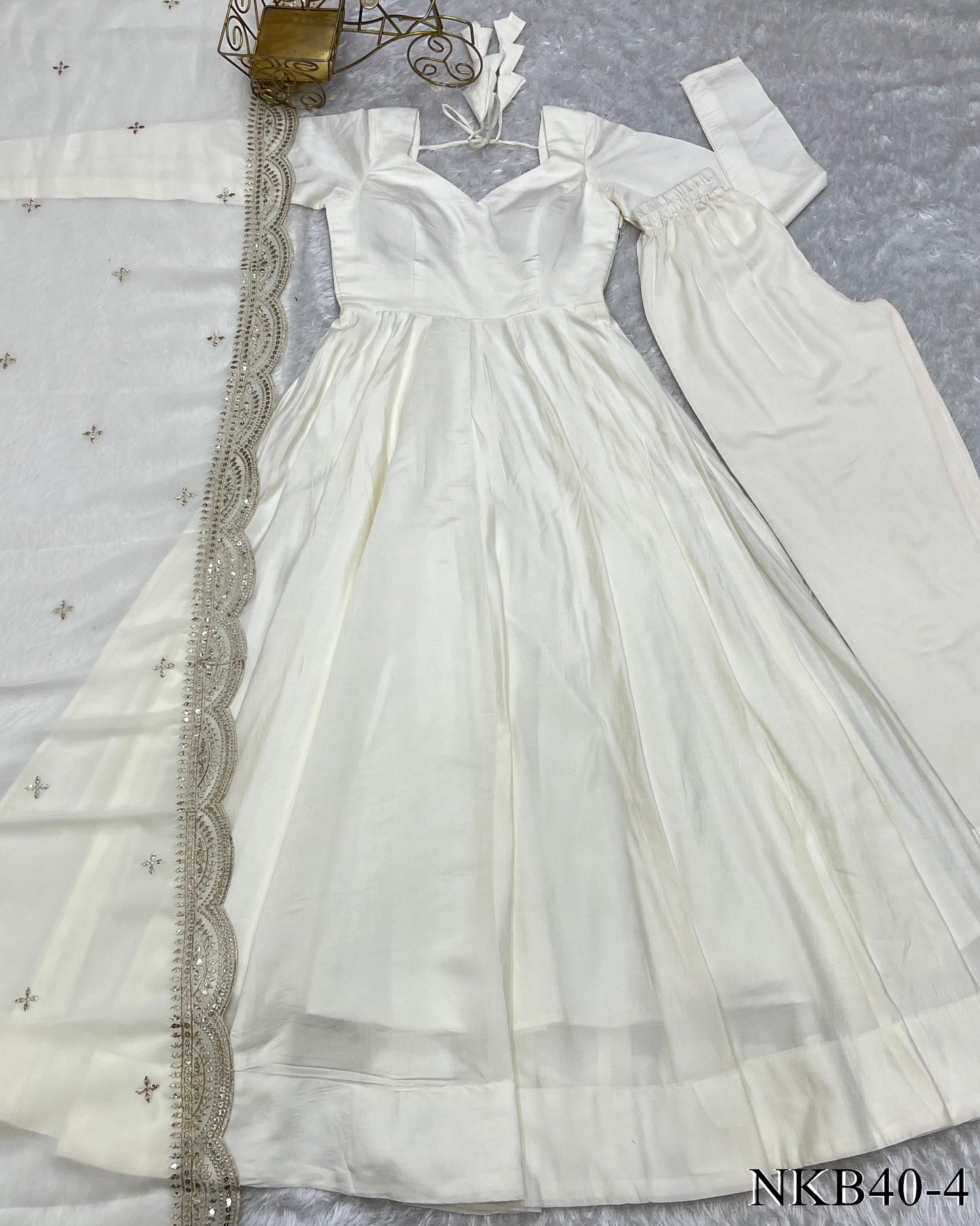 Chanderi Silk With Heavy Flair Anarkali Suit Set