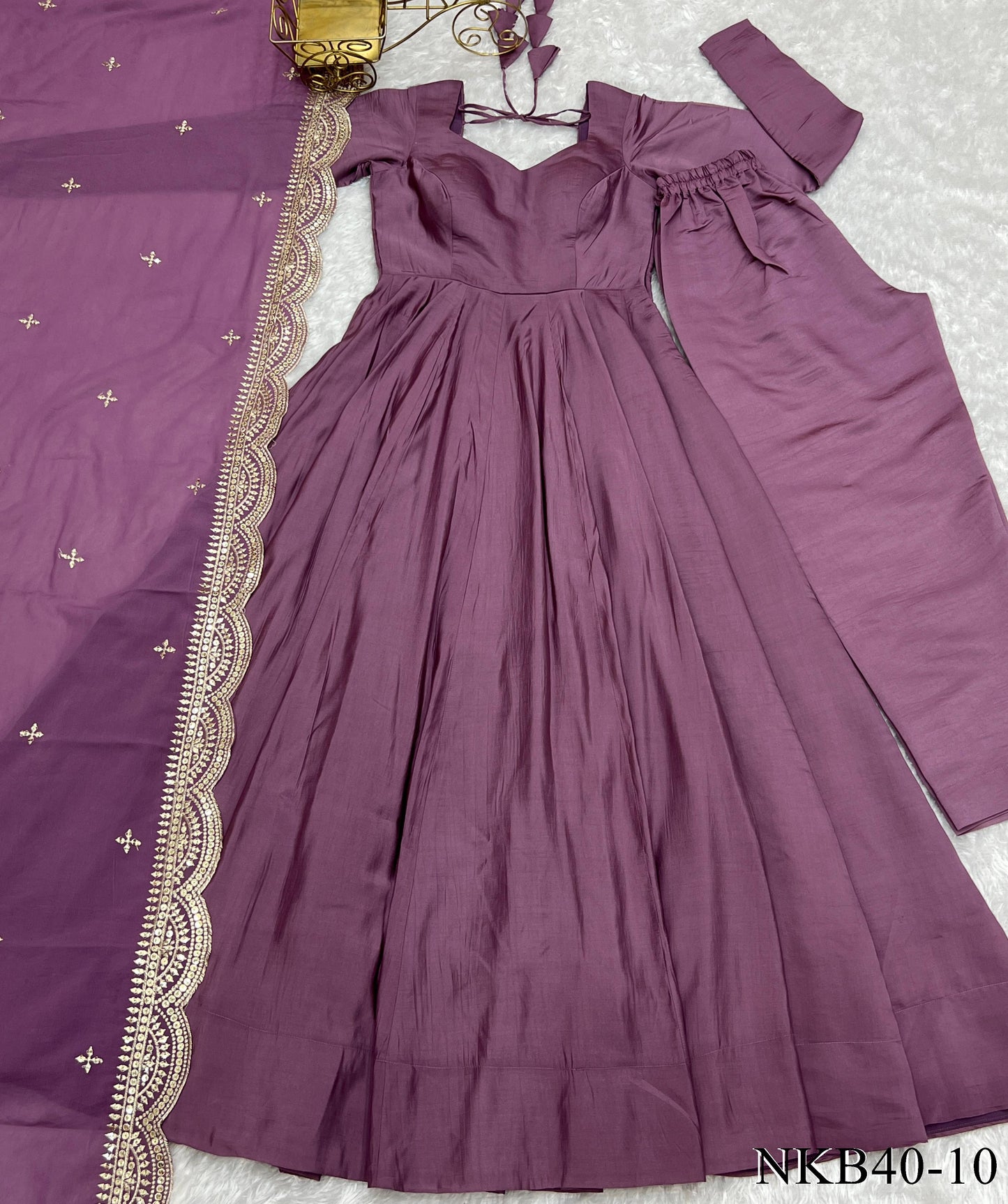 Chanderi Silk With Heavy Flair Anarkali Suit Set