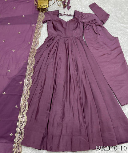 Chanderi Silk With Heavy Flair Anarkali Suit Set