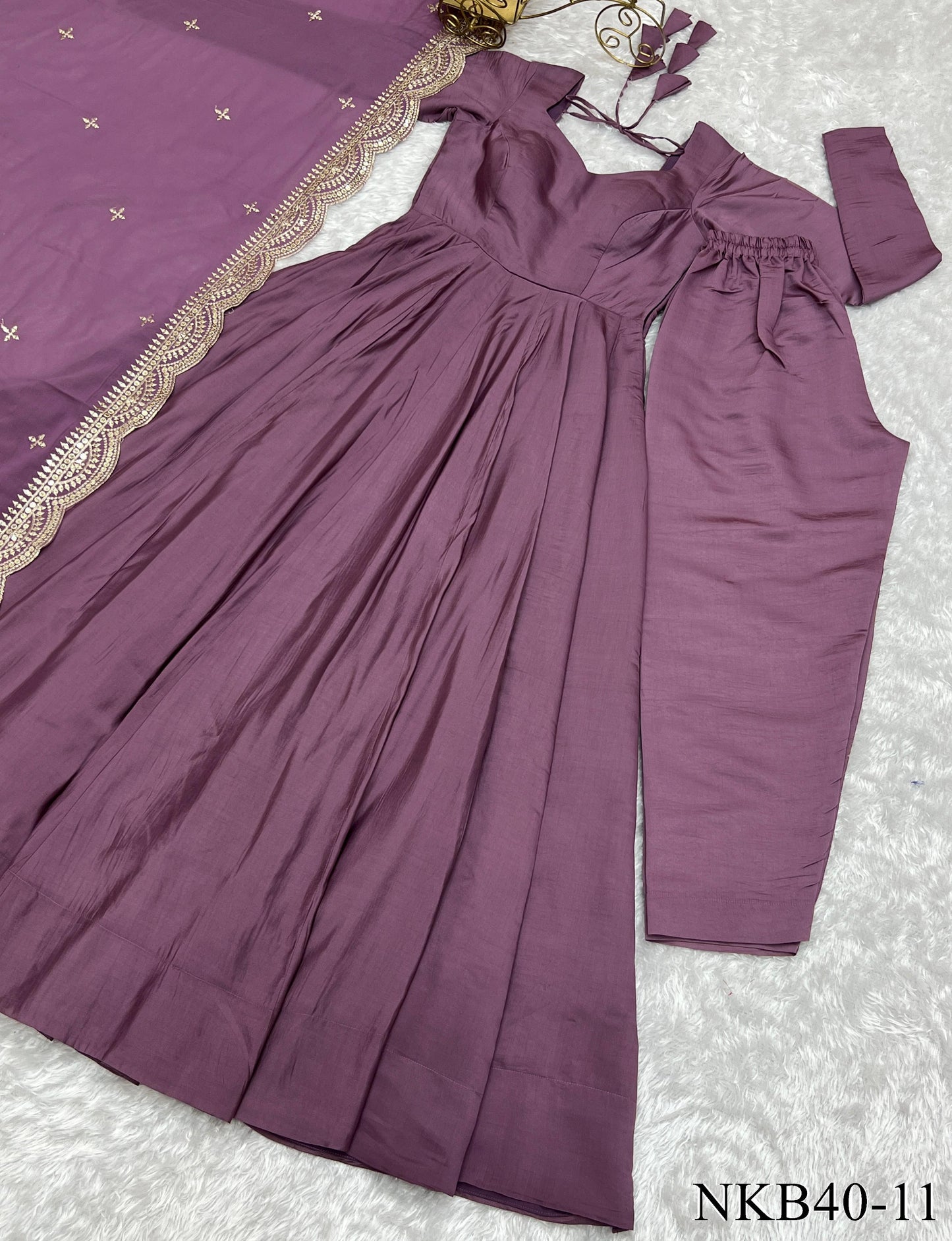 Chanderi Silk With Heavy Flair Anarkali Suit Set