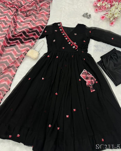 Designer White And Blue Combination Anarkali Suit Set