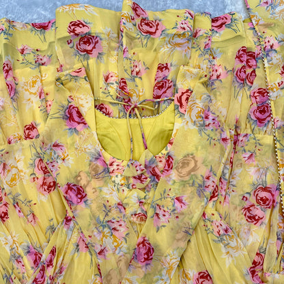 Digitel Flower Print Fully Stitched Anarkali Suit