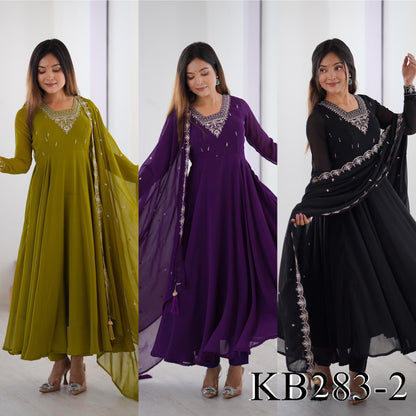 Beautiful Fancy Embroidery beads & Jari Work Anarkali Suit Set