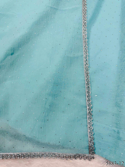 Sky Blue Color Crunch Silk Gown