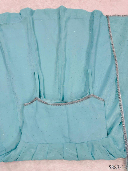 Sky Blue Color Crunch Silk Gown