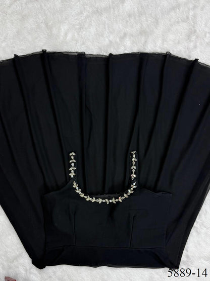 Black Color Faux Georgette Hand Work Anarkali