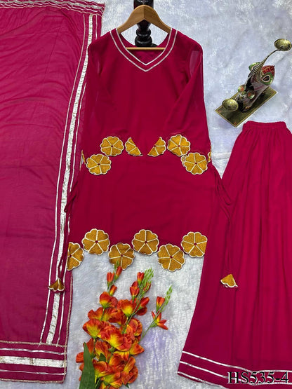 Graceful Georgette Embroidered Palazzo Set