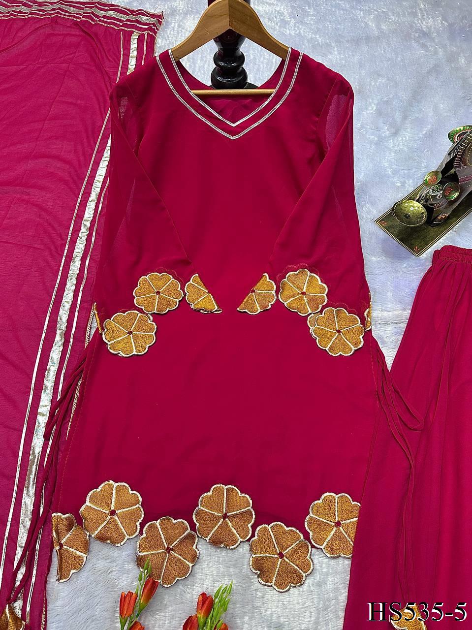 Graceful Georgette Embroidered Palazzo Set