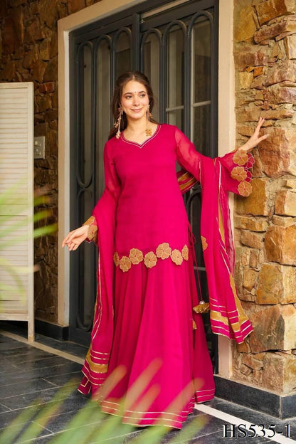 Graceful Georgette Embroidered Palazzo Set