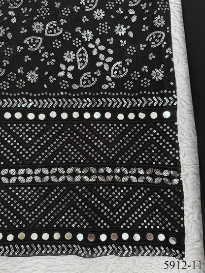 Black Color Foux Georgette Sequience Work Top Pent