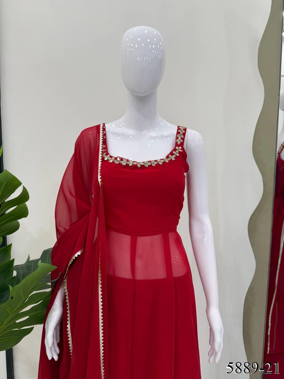 Black Color Faux Georgette Hand Work Anarkali