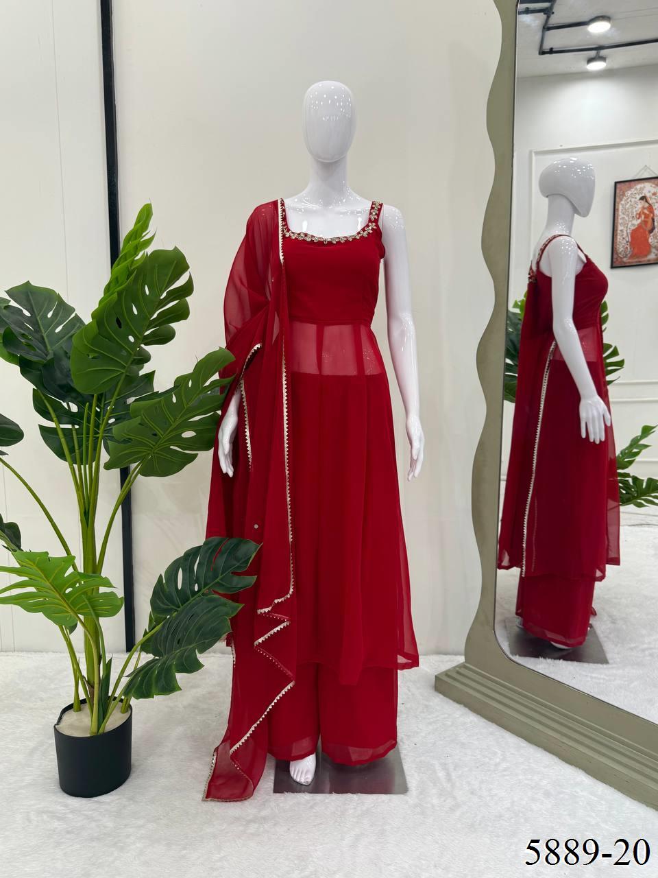 Black Color Faux Georgette Hand Work Anarkali