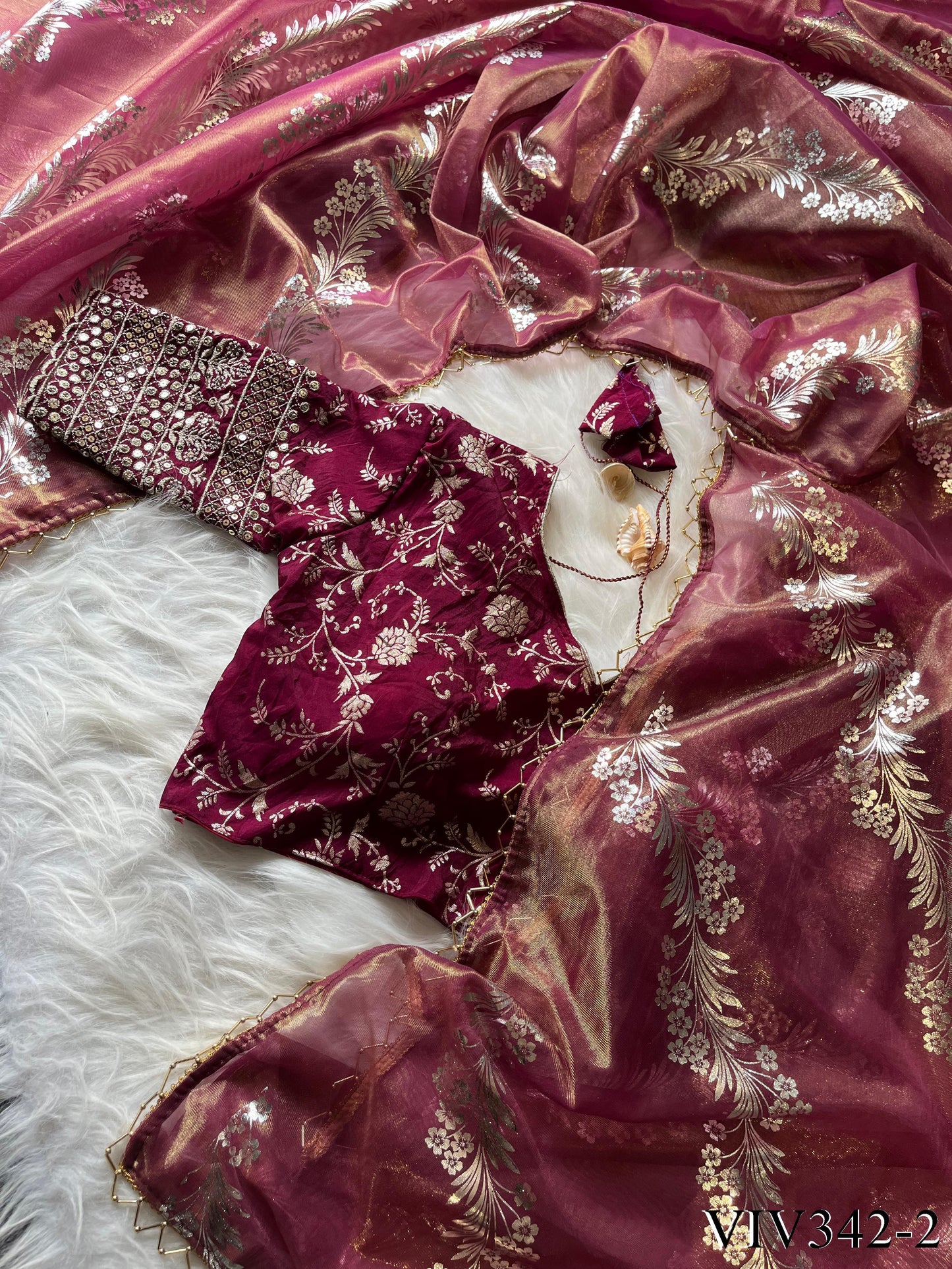 Golden Shaded Soft Fabric Wirh Hand Work Saree