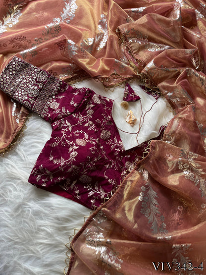 Golden Shaded Soft Fabric Wirh Hand Work Saree